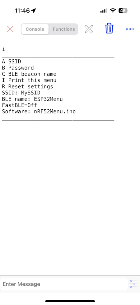 nRF52 menu