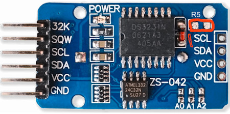 Cut resistor DS3231