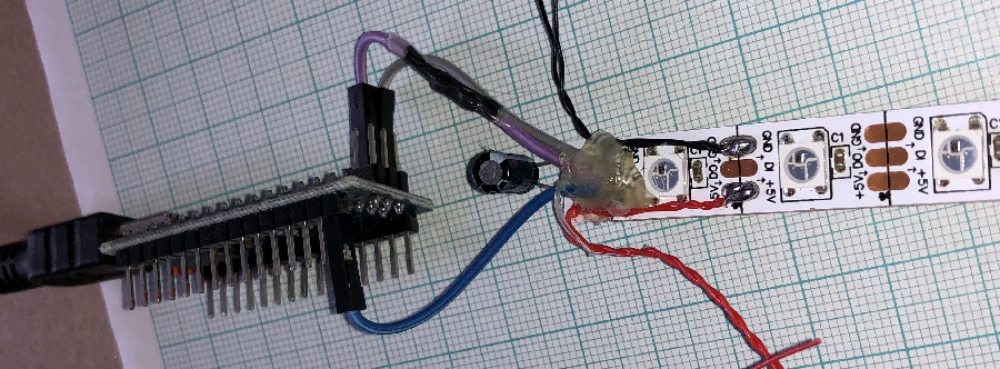 LED strip soldered