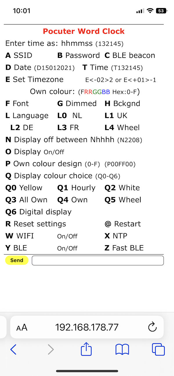 Menu on iPhone
